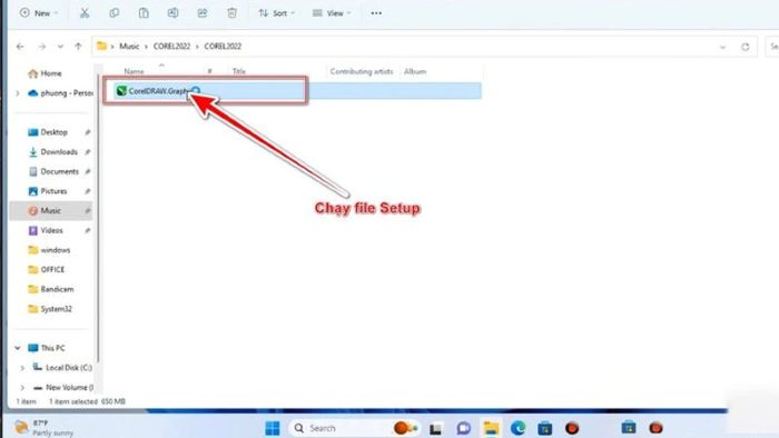 Chạy file Setup 