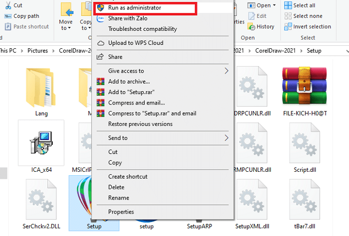 Chạy chương trình Corel 2021