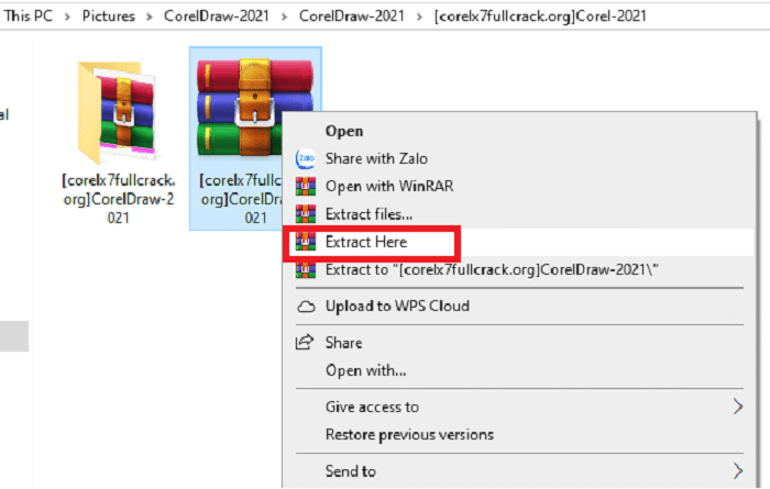 Giải nén Corel 2021