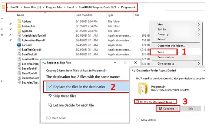 Dán vào đường dẫn lưu file Corel 2021