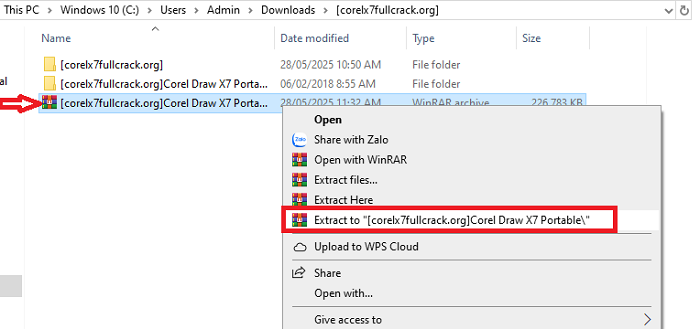 Giải nén File vừa tải về từ Google Drive