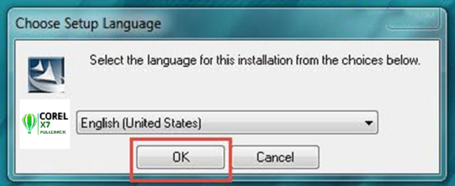 Chọn ngôn ngữ phần mềm Corel X3